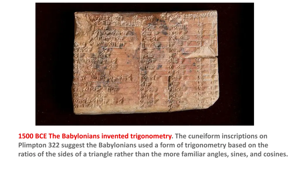 1500 bce the babylonians invented trigonometry