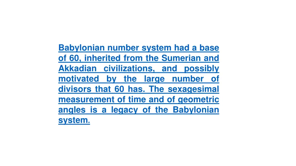 babylonian number system had a base