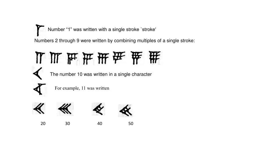 number 1 was written with a single stroke stroke