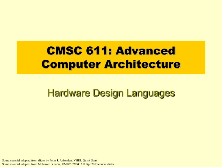 cmsc 611 advanced computer architecture