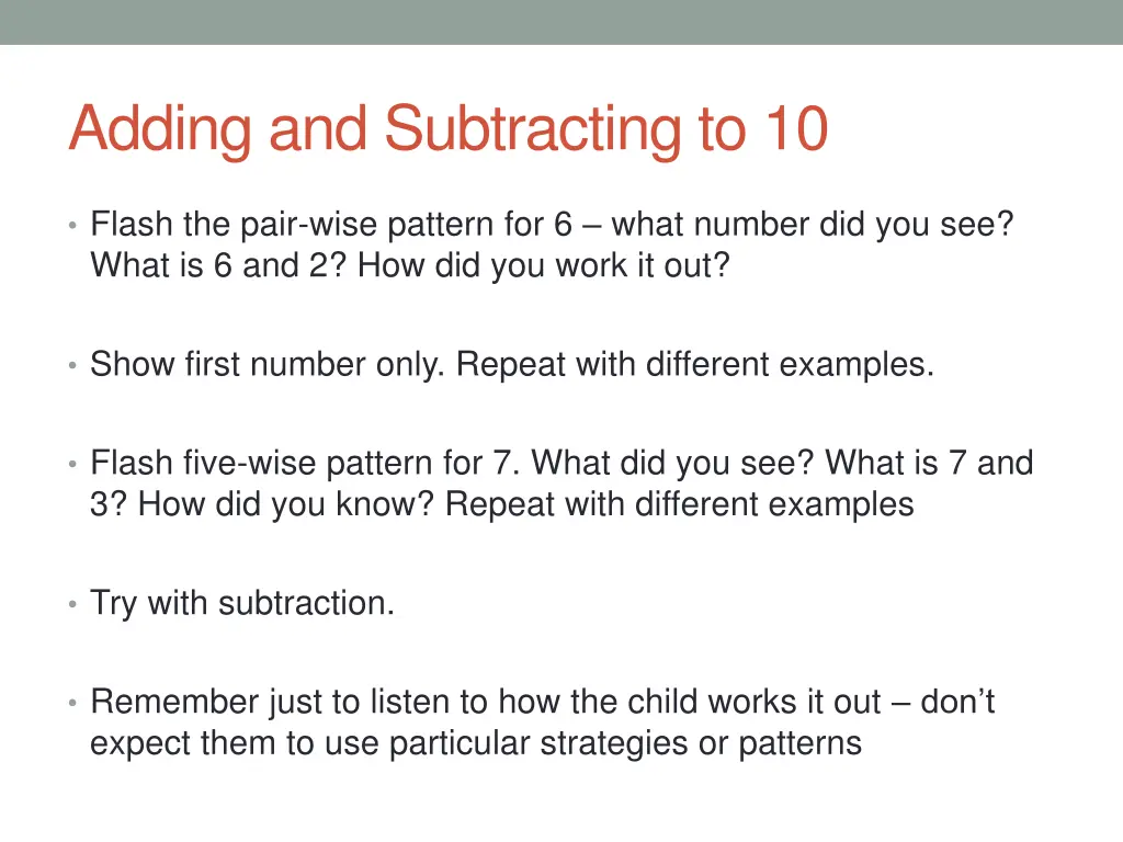 adding and subtracting to 10