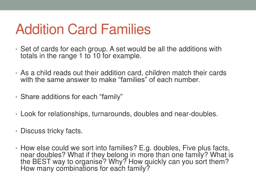 addition card families