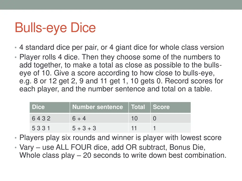 bulls eye dice