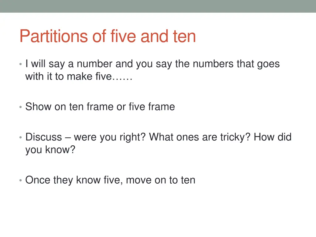 partitions of five and ten