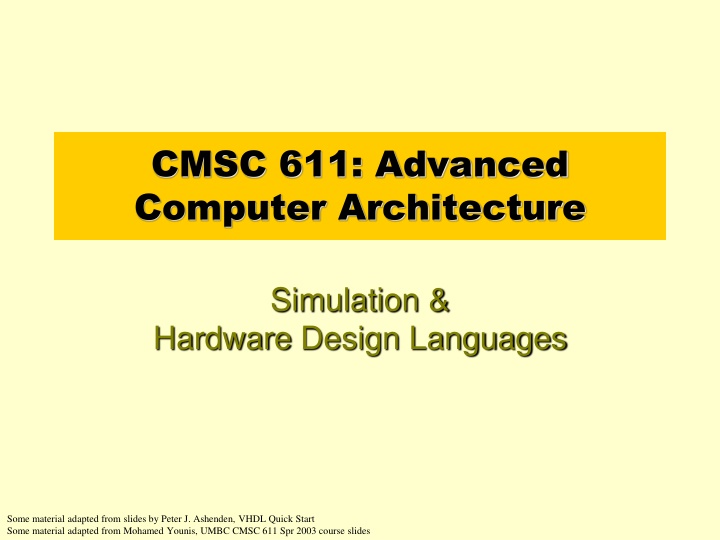 cmsc 611 advanced computer architecture