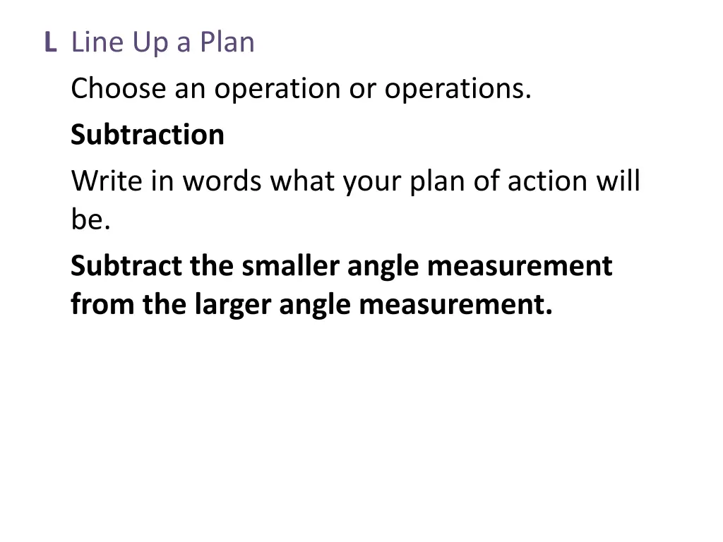 l line up a plan choose an operation