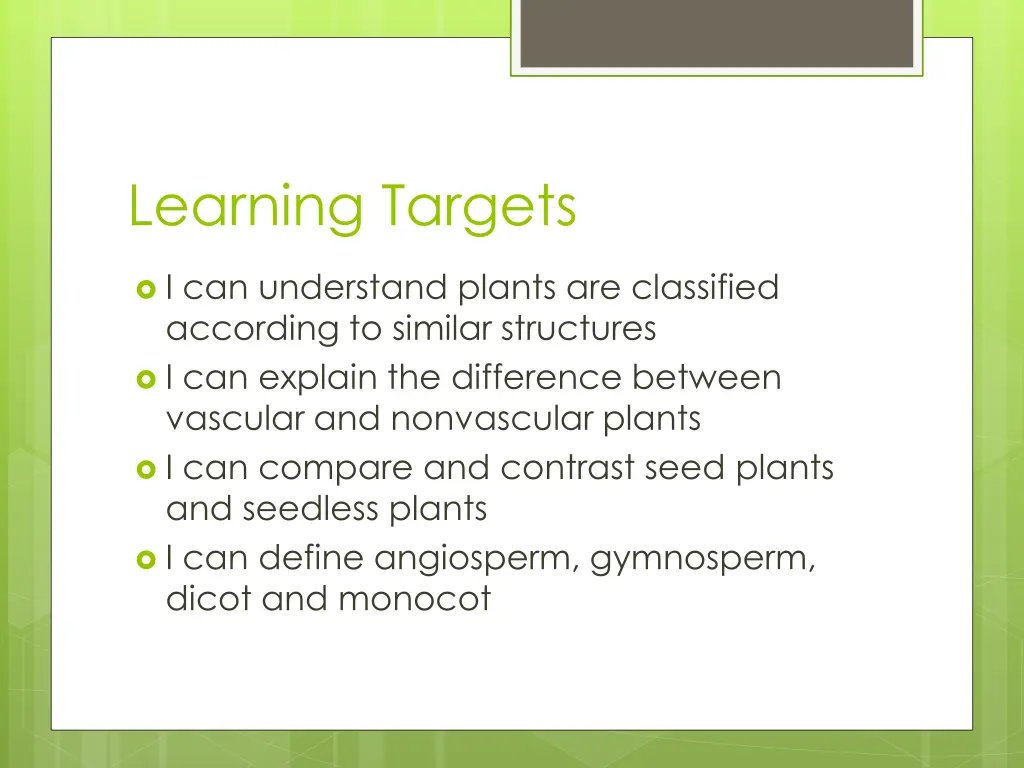 learning targets