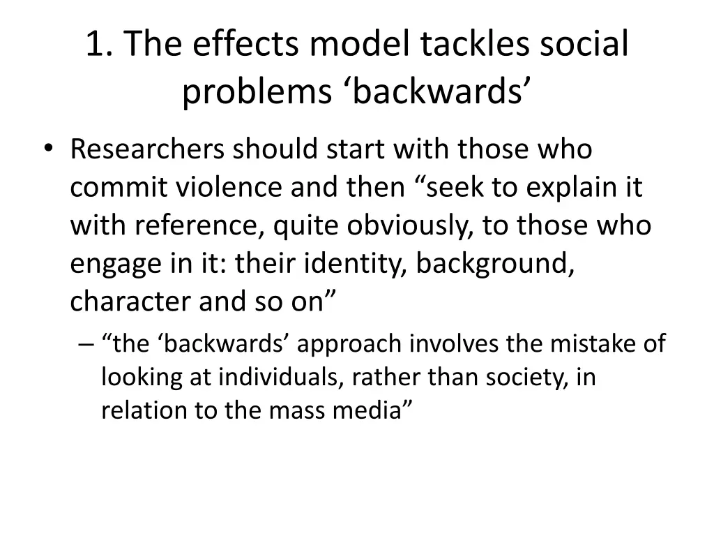 1 the effects model tackles social problems