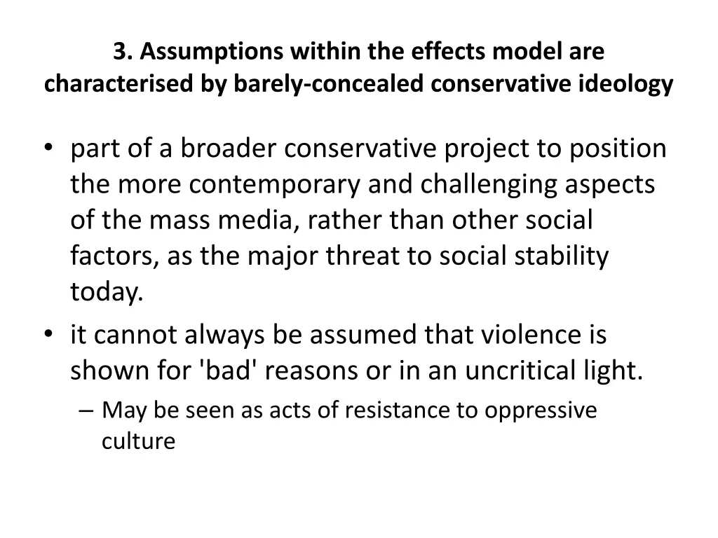 3 assumptions within the effects model