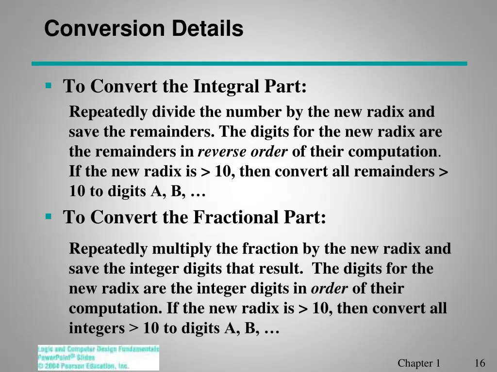 conversion details