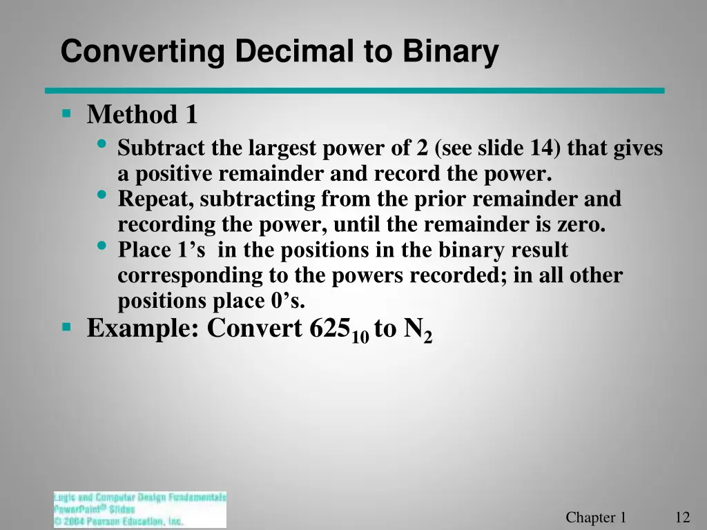 converting decimal to binary