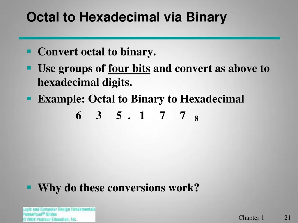 octal to hexadecimal via binary