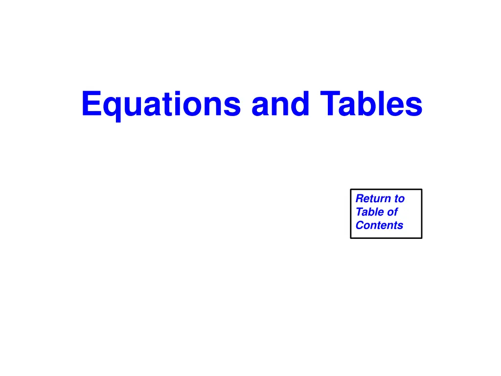 equations and tables