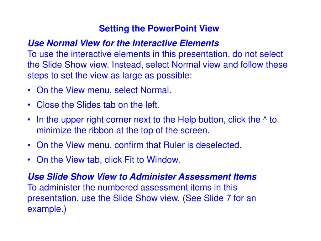 setting the powerpoint view