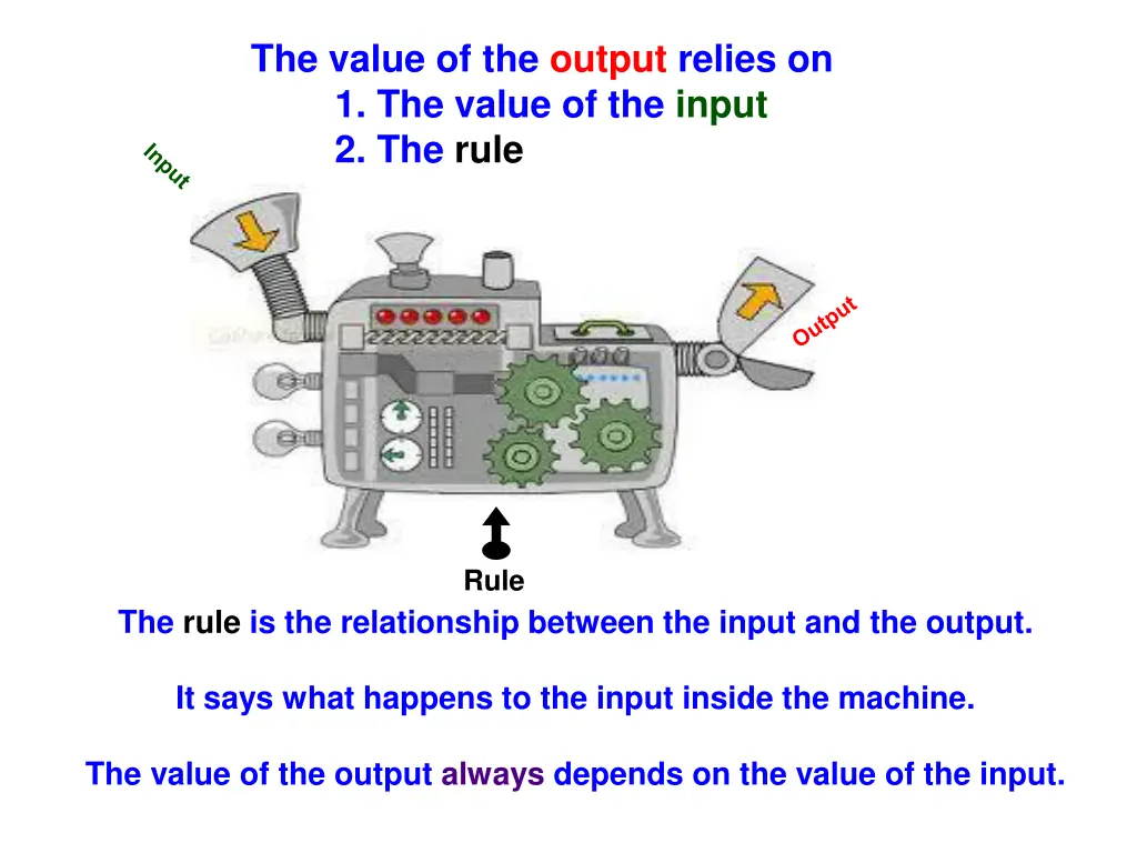 the value of the output relies on 1 the value