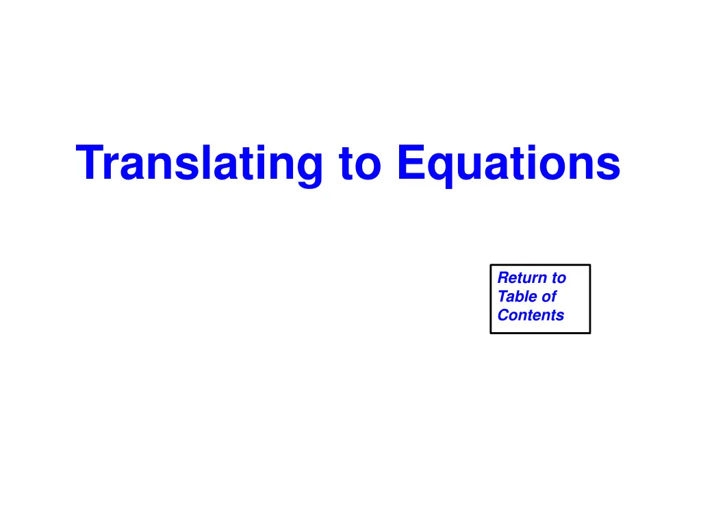 translating to equations