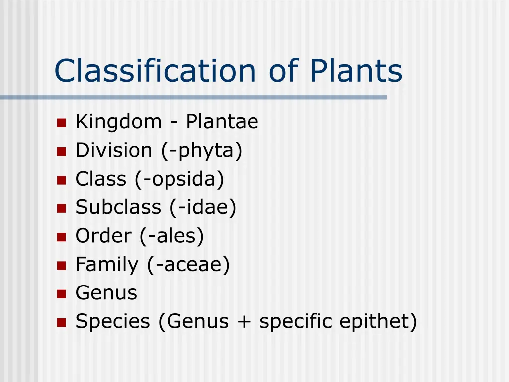 classification of plants