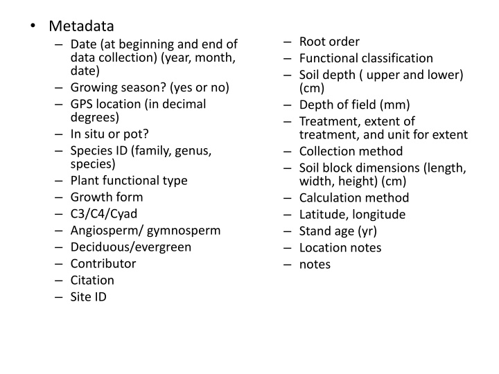 metadata date at beginning and end of data