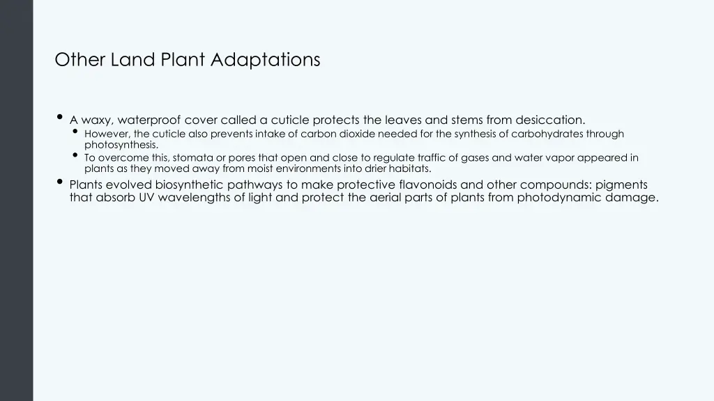 other land plant adaptations