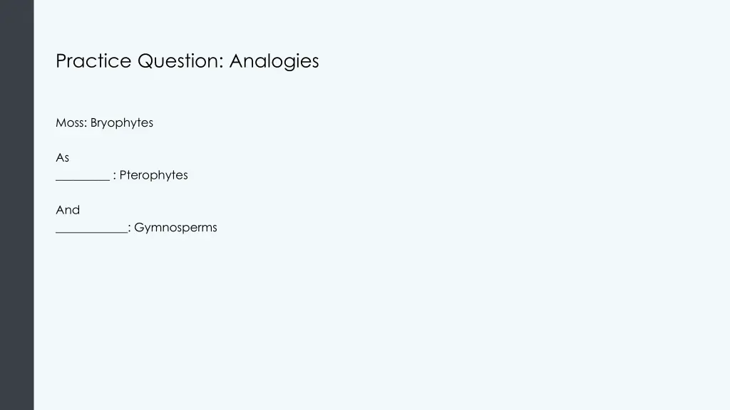 practice question analogies