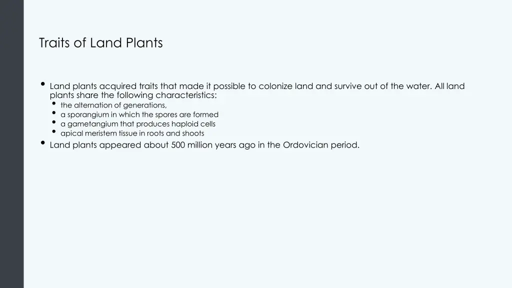 traits of land plants