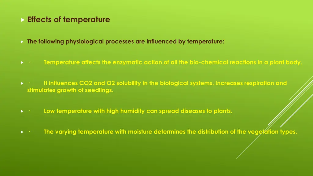 effects of temperature