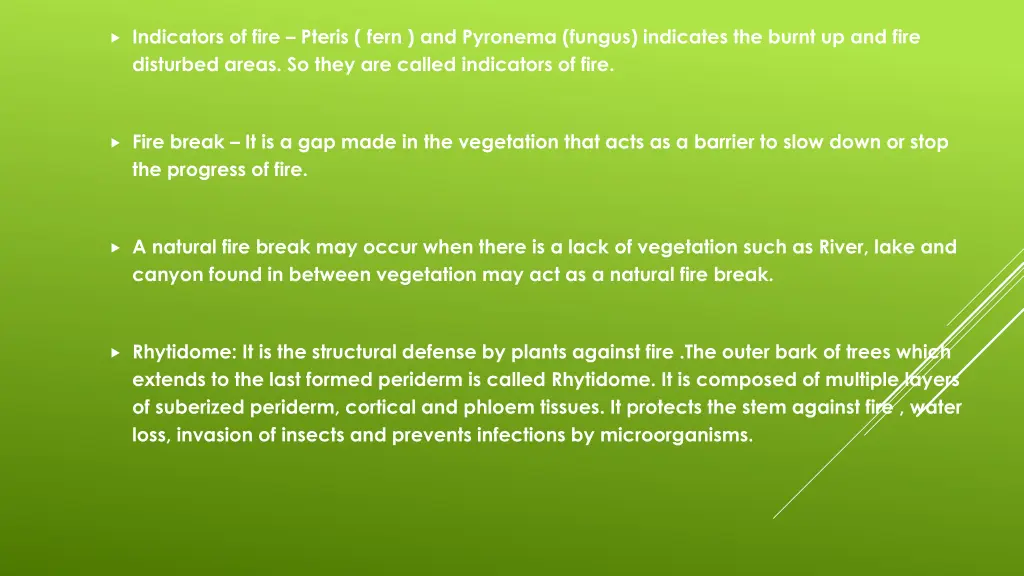 indicators of fire pteris fern and pyronema