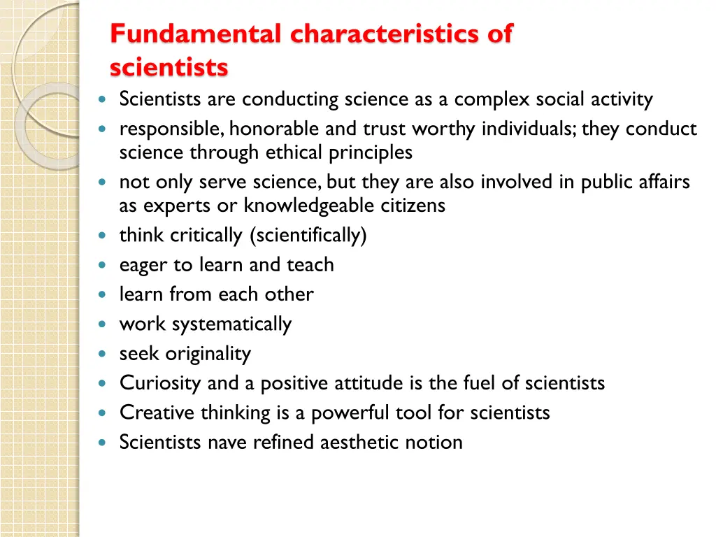 fundamental characteristics of scientists