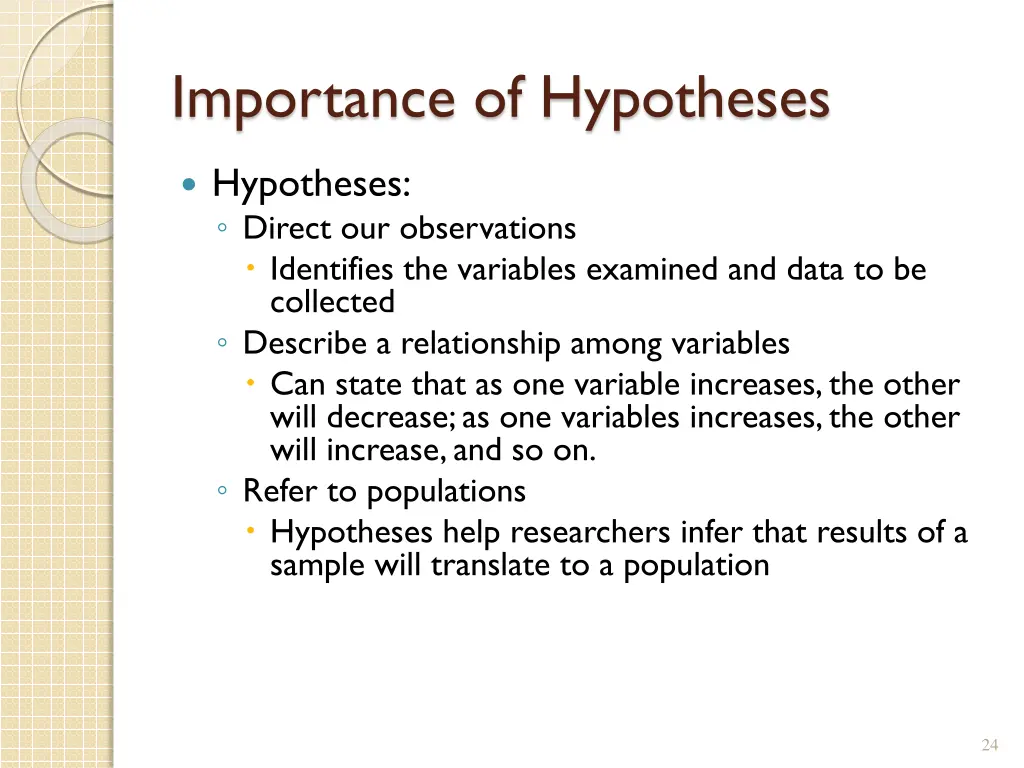 importance of hypotheses