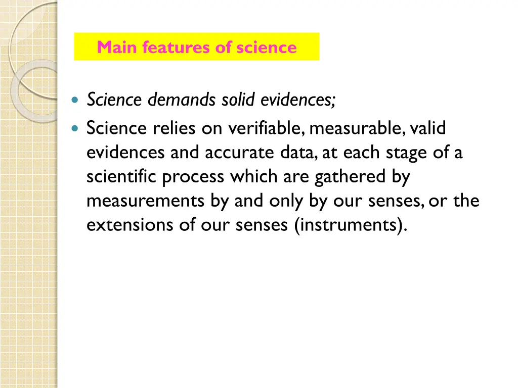 main features of science 2