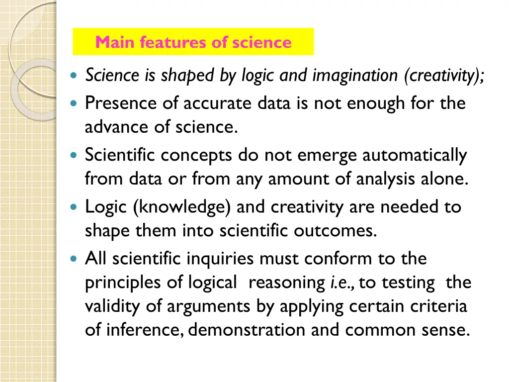 main features of science 4