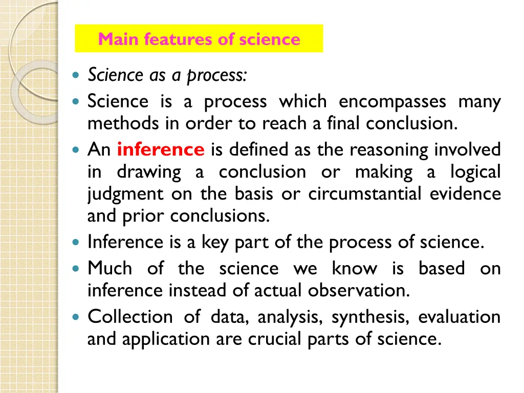 main features of science 5