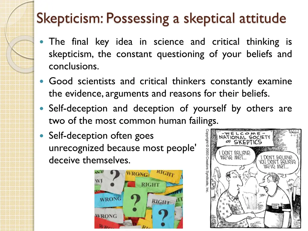 skepticism possessing a skeptical attitude