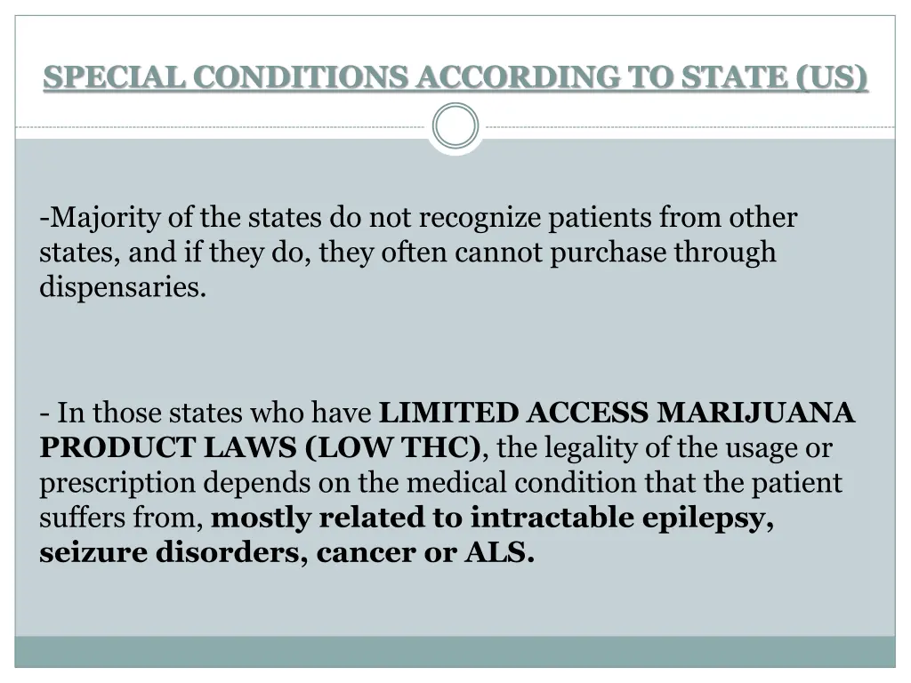 special conditions according to state us 1