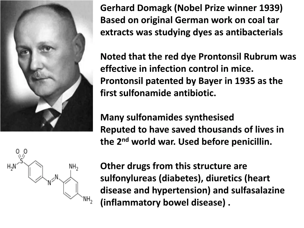 gerhard domagk nobel prize winner 1939 based