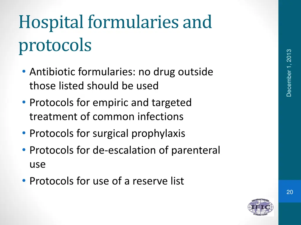 hospital formularies and protocols