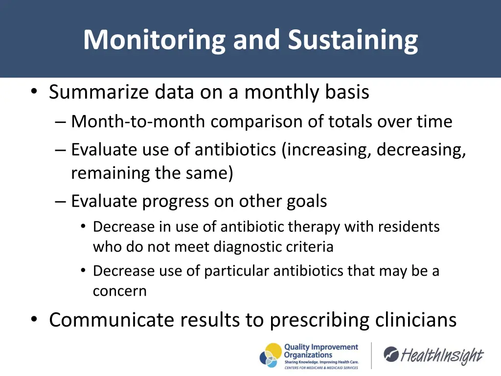 monitoring and sustaining