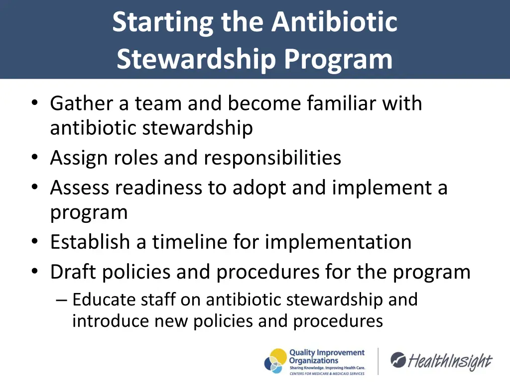 starting the antibiotic stewardship program