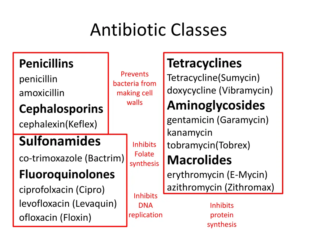 antibiotic classes