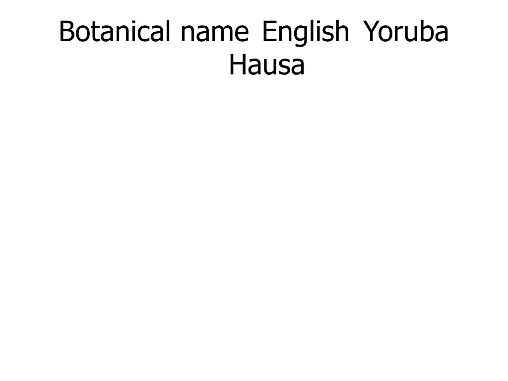 botanical name english yoruba hausa