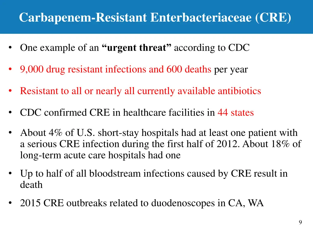 carbapenem resistant enterbacteriaceae cre