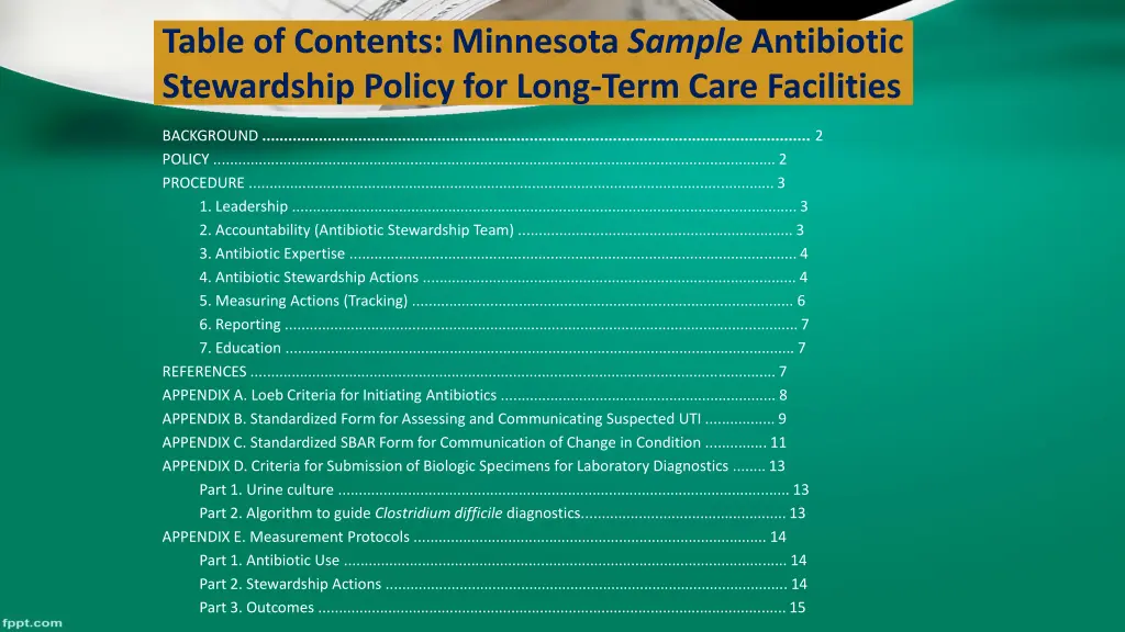 table of contents minnesota sample antibiotic