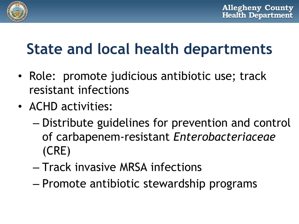 state and local health departments