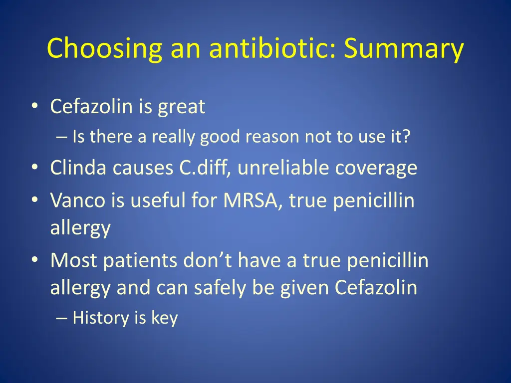 choosing an antibiotic summary