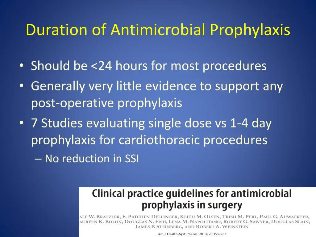 duration of antimicrobial prophylaxis