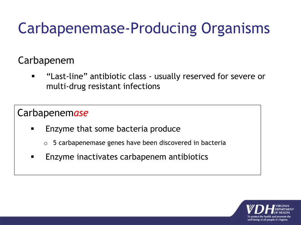 carbapenemase producing organisms