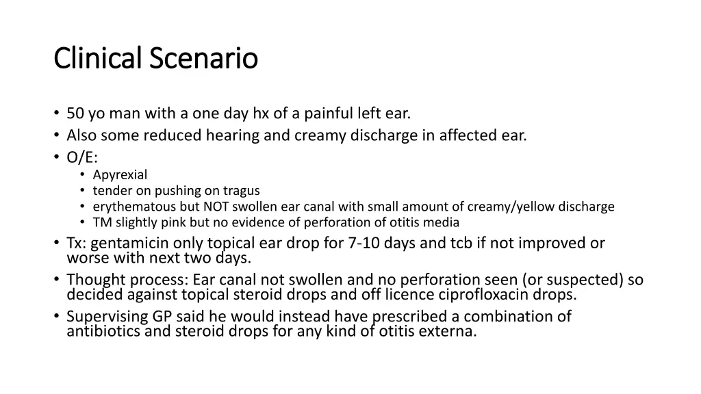 clinical scenario clinical scenario