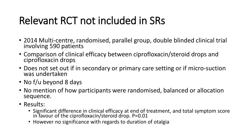 relevant rct not included in srs relevant