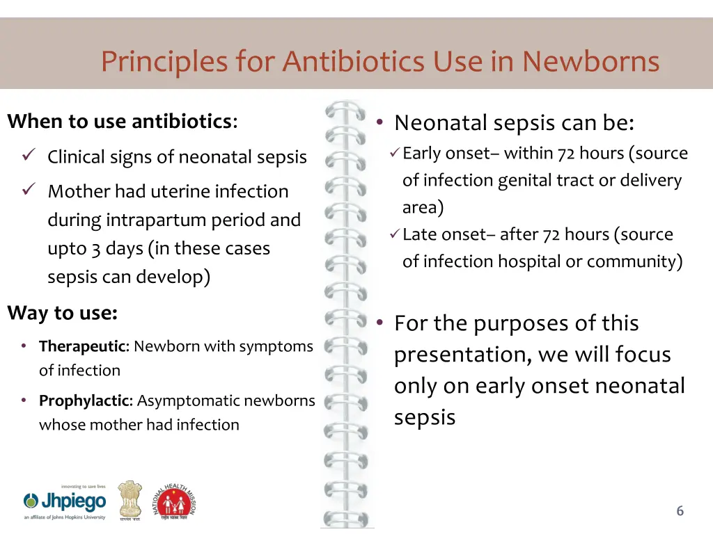 principles for antibiotics use in newborns