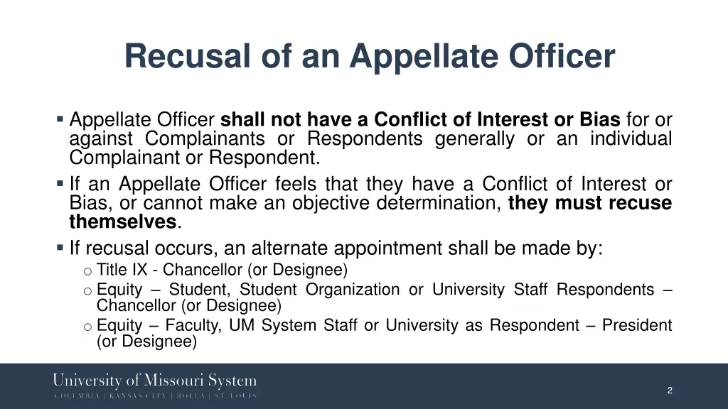 recusal of an appellate officer